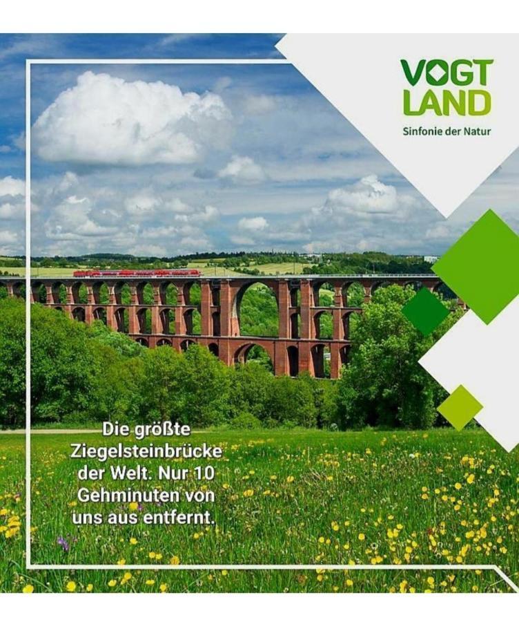 Ferienwohnung "Blick Mylau" - Naehe Freizeitpark Plohn & Weltgroesster Ziegelsteinbruecke Reichenbach im Vogtland Esterno foto